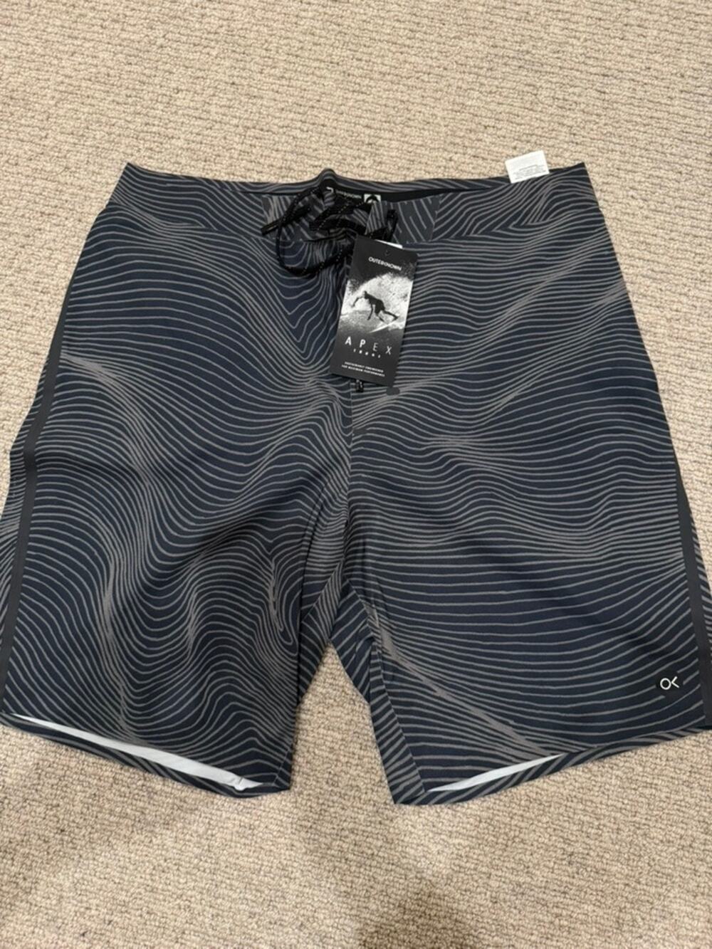 Outerknown Apex Trunks Board Shorts Men’s 33 Black Gray Kelly Slater NWT